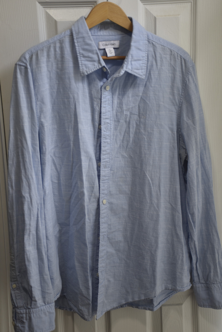 Calvin Klein Blue Button Down Shirt Mens L Long Sleeve LSC055